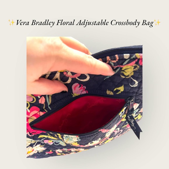 ✨Vera Bradley Adjustable Floral Crossbody Bag in Navy Blue✨ - Picture 9 of 9